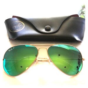 Ray-Ban Mirrored Green/Blue Aviator Sunglasses